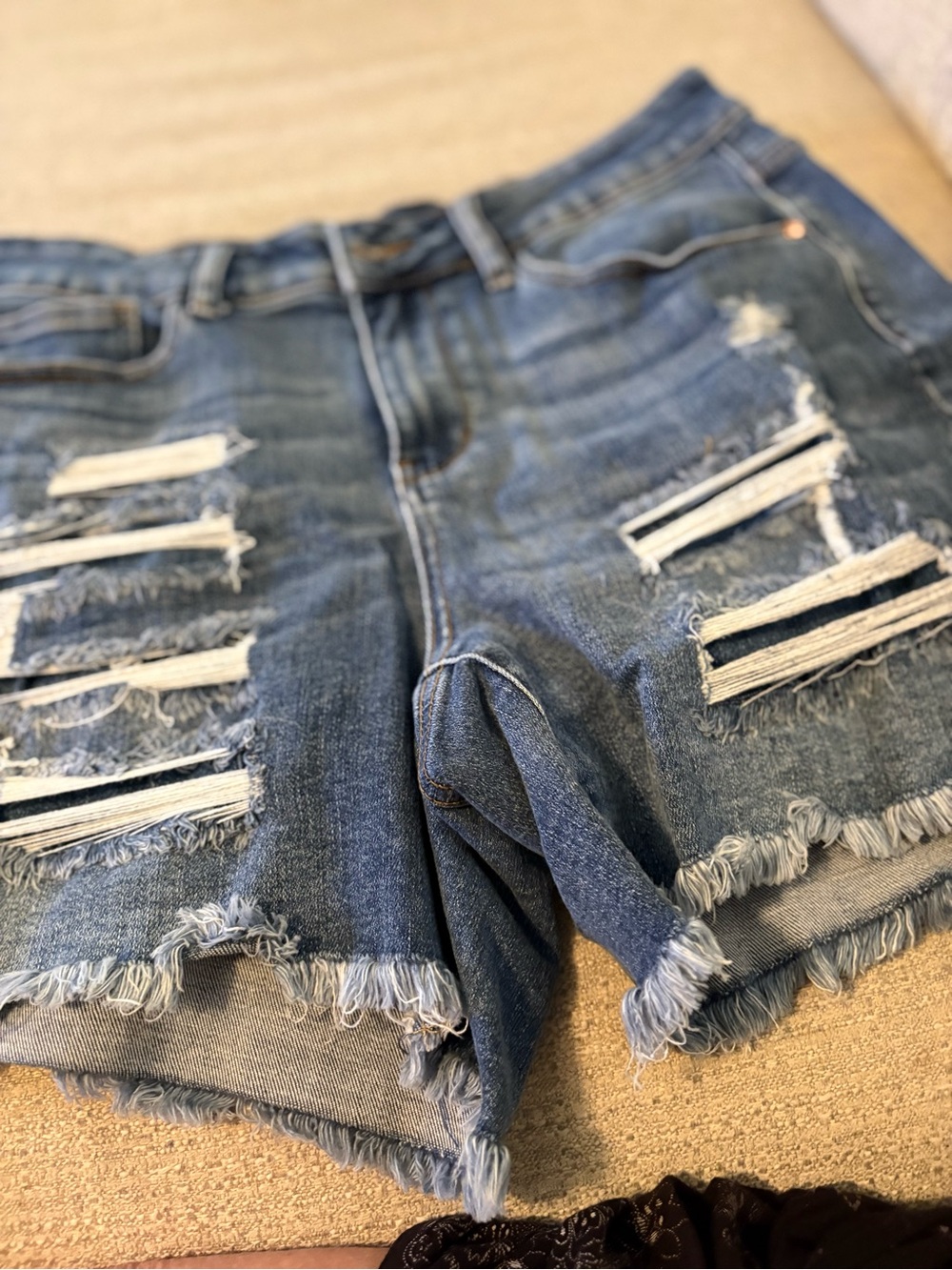 Judy Blue Ripped Frayed Hem Denim Shorts in Blue